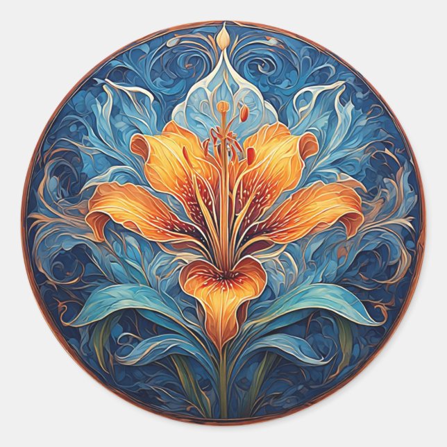 Farbenfrohe Mandala Blume Design Runder Aufkleber (Vorderseite)