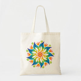 Farbenfrohe Mandala Blume Rainbow Energy Vibe Whee Tragetasche