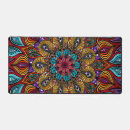 Farbenfrohe Mandala Blume Zen Brown Fun Cool Tripp Schreibtischunterlage