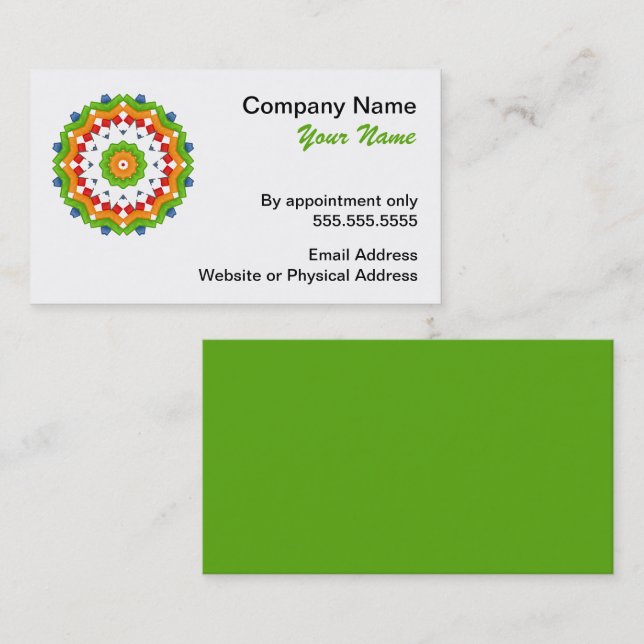 Farbenfrohe Mandala Business Cards Visitenkarte (Vorne/Hinten)
