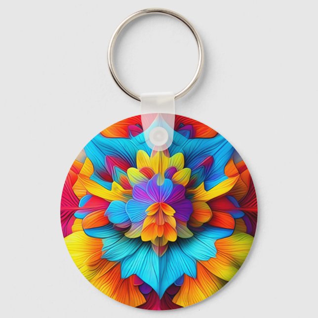 Farbenfrohe Mandala Design Schlüsselanhänger (Vorderseite)