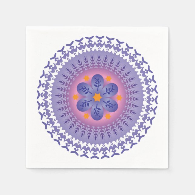 Farbenfrohe Mandala Energy Wheel Blume Harmonie Serviette (Vorderseite)