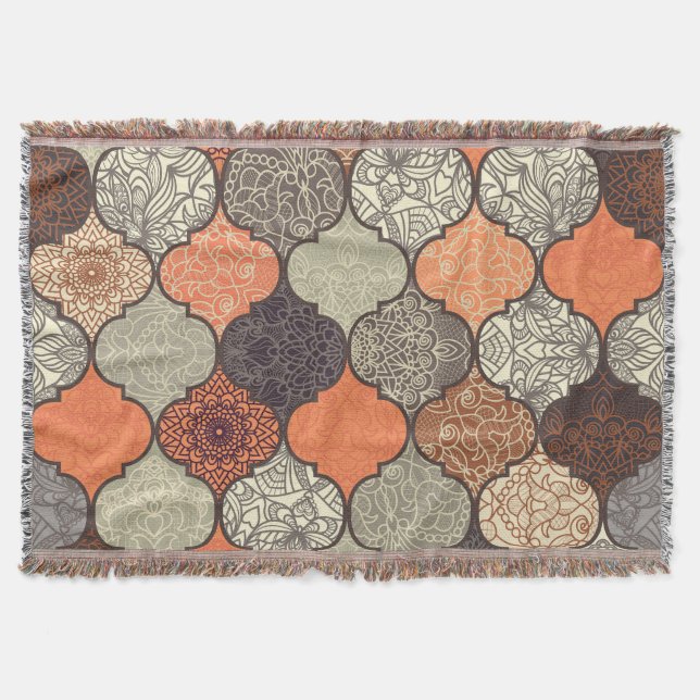 Farbenfrohe Mandala: Islamisches Patchwork Nahtlos Decke (Vorderseite)