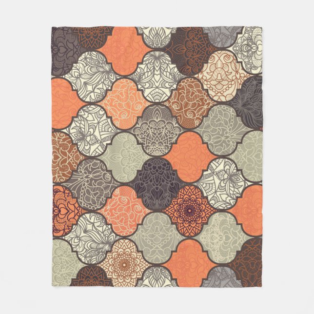 Farbenfrohe Mandala: Islamisches Patchwork Nahtlos Fleecedecke (Vorderseite)