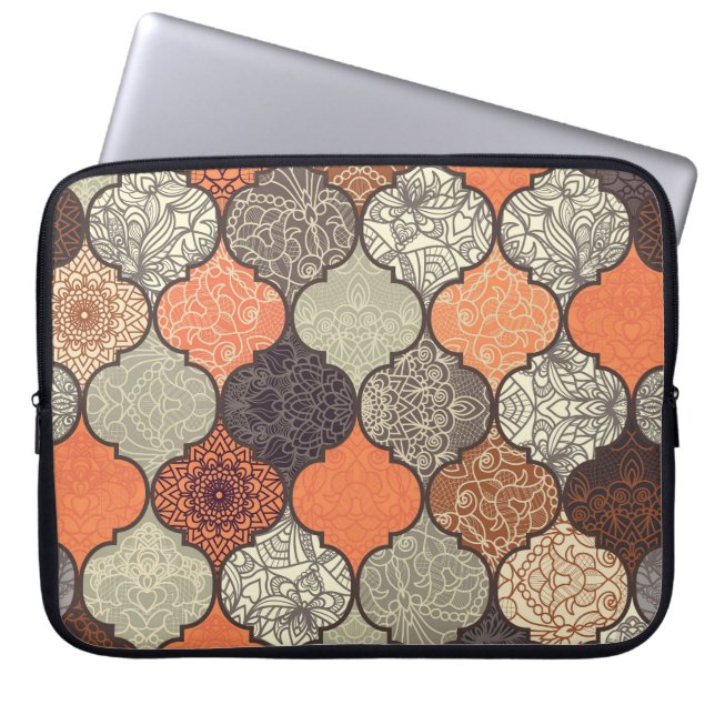 Farbenfrohe Mandala: Islamisches Patchwork Nahtlos Laptopschutzhülle (Vorderseite)