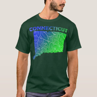Farbenfrohe Mandala Kunstkarte von Connecticut mit T-Shirt