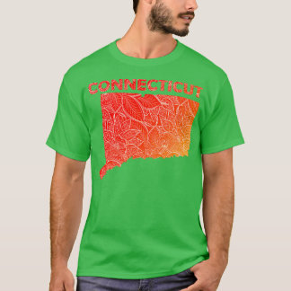 Farbenfrohe Mandala Kunstkarte von Connecticut mit T-Shirt