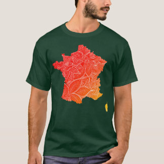 Farbenfrohe mandala Kunstkarte von Frankreich mit  T-Shirt