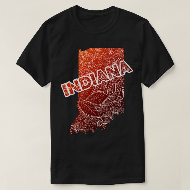 Farbenfrohe mandala Kunstkarte von Indiana mit Tex T-Shirt (Design vorne)