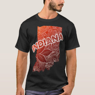 Farbenfrohe mandala Kunstkarte von Indiana mit Tex T-Shirt
