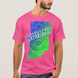 Farbenfrohe mandala Kunstkarte von Indiana mit Tex T-Shirt