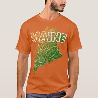 Farbenfrohe mandala Kunstkarte von Maine mit grase T-Shirt