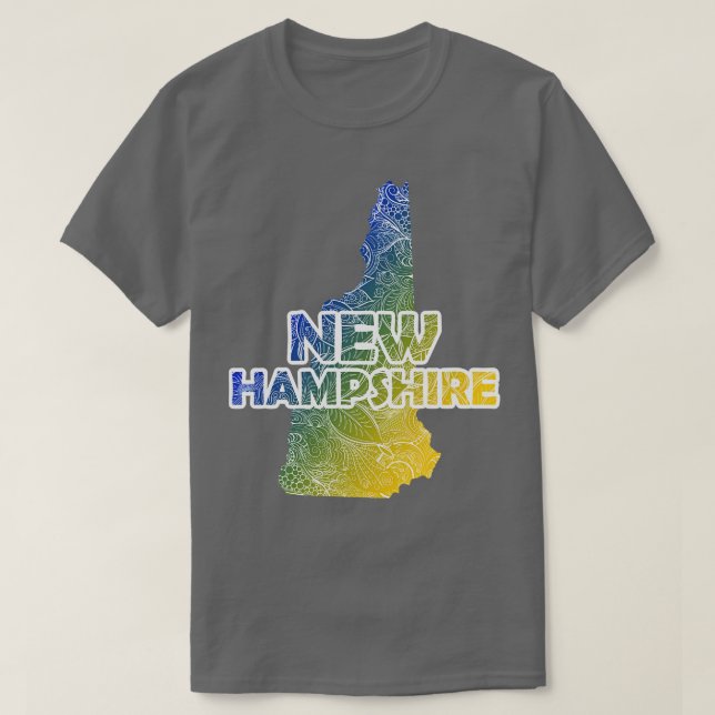 Farbenfrohe mandala Kunstkarte von New Hampshire m T-Shirt (Design vorne)