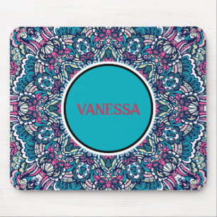 Farbenfrohe Mandala Muster Boho Hippie Geometric Mousepad