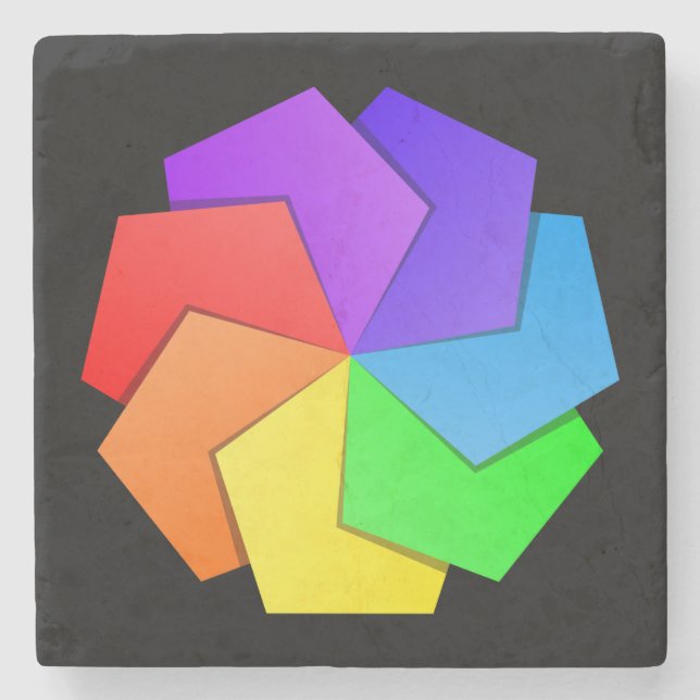 Farbenfrohe Mandala Musterpapierblätter Steinuntersetzer (Vorderseite)