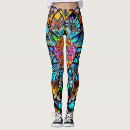 Farbenfrohe Mandala, Psychedelic Mandala, geometri Leggings