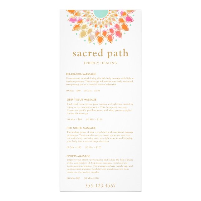 Farbenfrohe Mandala Reiki Service Wellness-Center  Werbekarte (Vorne)