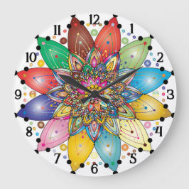 Farbenfrohe Mandala Uhr mit arabischen Nummern