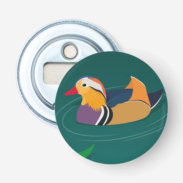 Farbenfrohe Mandarin Duck Moderne digitale Kunst Flaschenöffner (Vorderseite)