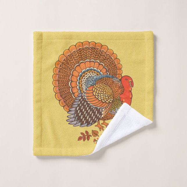 Farbenfrohe männliche Türkei Fanned Schwanz Blätte Waschlappen (Waschlappen)
