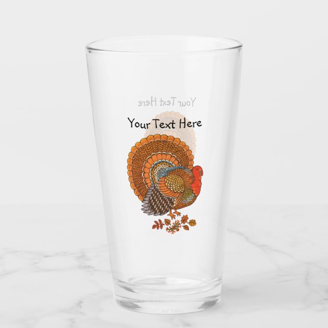 Farbenfrohe männliche Türkei Schwanz Herbstleaves  Glas (Vorderseite)