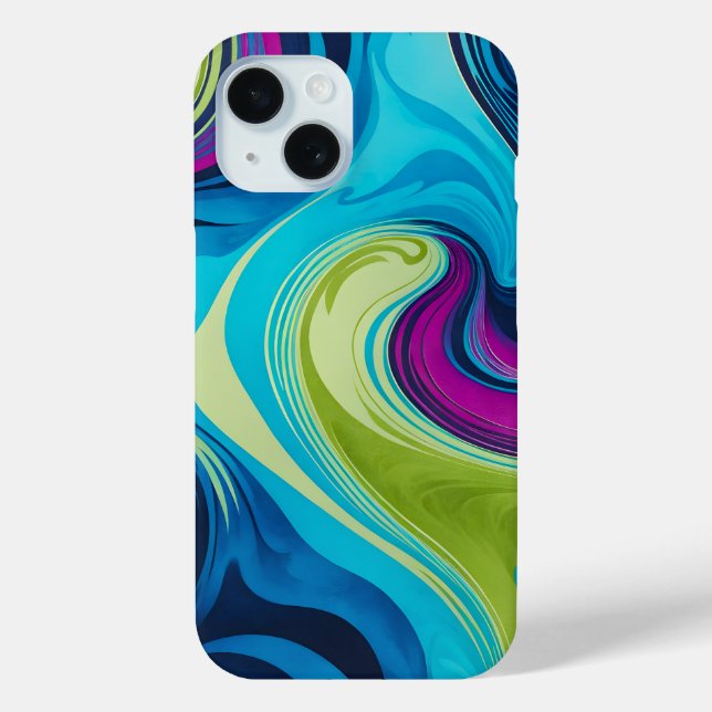 Farbenfrohe Marbled Paper Art iPhone Case (Rückseite)