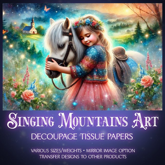 Farbenfrohe Märchenross und Blume Girl Entdeckungs Seidenpapier (Von Creator hochgeladen)