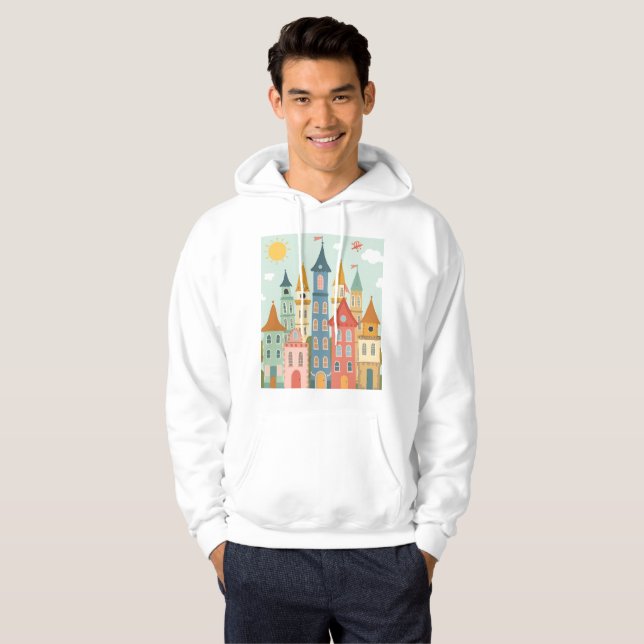 Farbenfrohe Märchenstadt Hoodie (Vorne ganz)