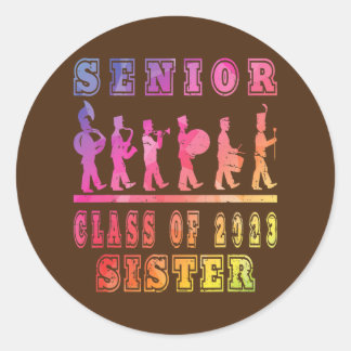 Farbenfrohe Marching Band Class of 2023 Senior Runder Aufkleber