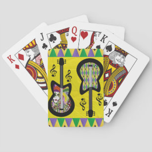 Farbenfrohe Mardi Gras Guitars Spielkarten