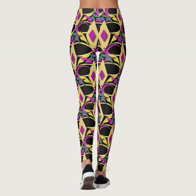 Farbenfrohe Mardi Gras Mask Leggings (Rückseite)