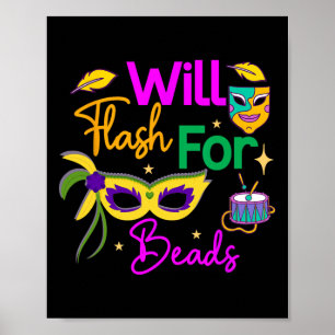 Farbenfrohe Mardi Gras wird für Perlen blinken Poster