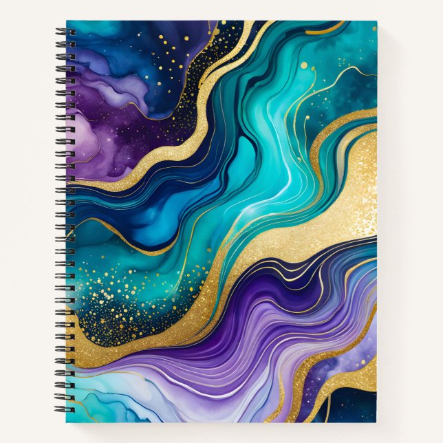 Farbenfrohe Marmor Ink Art Spirituosen Notebook Notizbuch (Vorderseite)