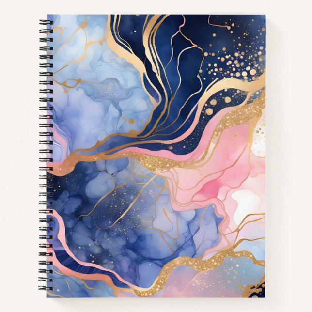 Farbenfrohe Marmor Ink Art Spirituosen Notebook Notizbuch (Vorderseite)