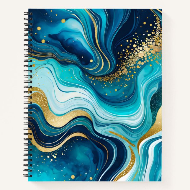Farbenfrohe Marmor Ink Art Spirituosen Notebook Notizbuch (Vorderseite)