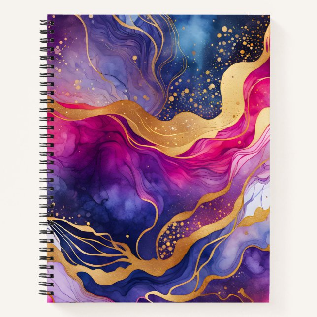 Farbenfrohe Marmor Ink Art Spirituosen Notebook Notizbuch (Vorderseite)