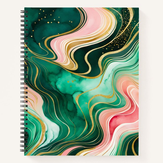 Farbenfrohe Marmor Ink Art Spirituosen Notebook Notizbuch (Vorderseite)