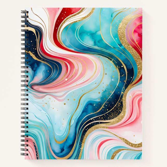 Farbenfrohe Marmor Ink Art Spirituosen Notebook Notizbuch (Vorderseite)