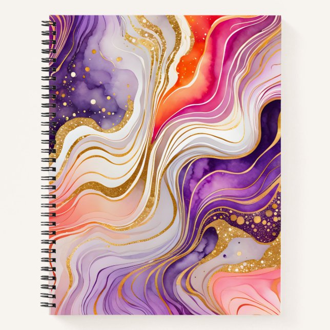 Farbenfrohe Marmor Ink Art Spirituosen Notebook Notizbuch (Vorderseite)