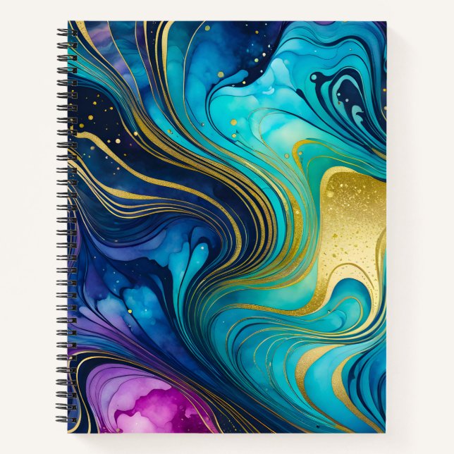 Farbenfrohe Marmor Ink Art Spirituosen Notebook Notizbuch (Vorderseite)
