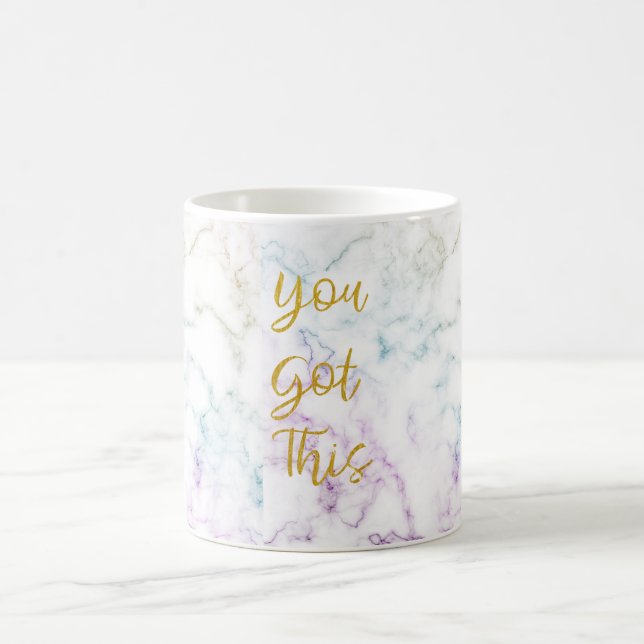 Farbenfrohe Marmor inspirierende Zitat Sie got Kaffeetasse (Mittel)