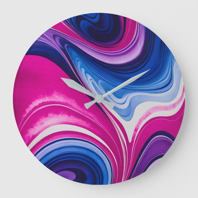 Farbenfrohe, marmorierte Papierhandwerkuhr Große Wanduhr (Vorderseite)