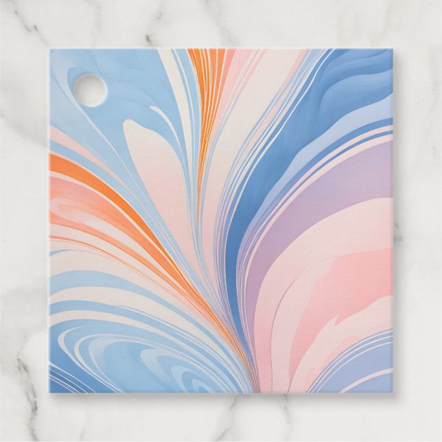 Farbenfrohe, marmorierte Zeitungstipps Geschenkanhänger (Vorderseite)