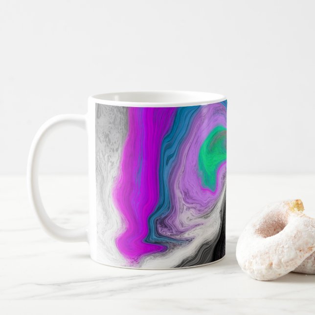 Farbenfrohe Marmorkunstexplosion Kaffeetasse (Mit Donut)