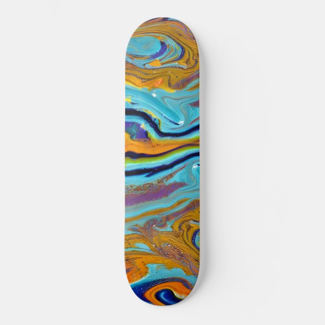 Farbenfrohe Marmorskateboard | DP7 Skateboard (Vorderseite)
