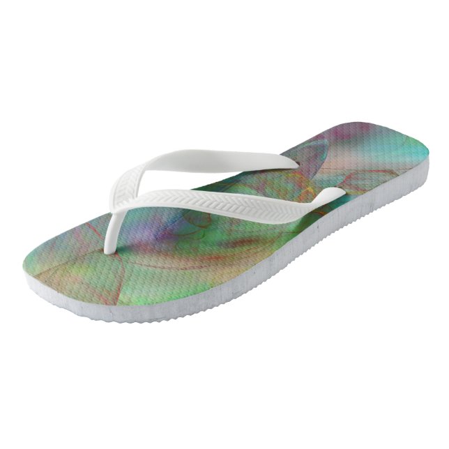 Farbenfrohe Marmorwolken Flip Flops (Schrägansicht)