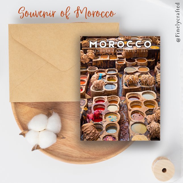 Farbenfrohe marokkanische Fes Medina Leather Tanne Postkarte (Von Creator hochgeladen)