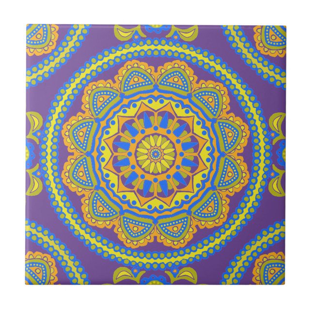 Farbenfrohe marokkanische Keramik Tile Fliese (Vorderseite)