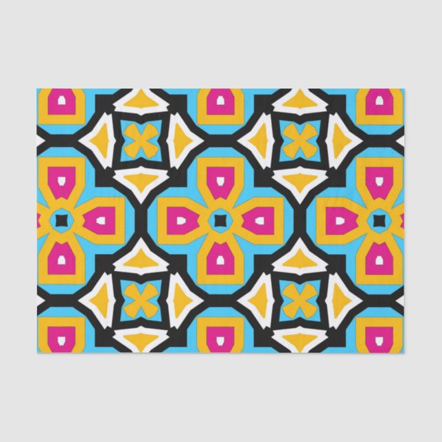Farbenfrohe marokkanische Klasse Elegantes geometr Seidenpapier (Vorderseite)