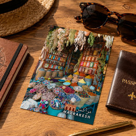 Farbenfrohe Marrakesch Medina Gewürzshop Postkarte